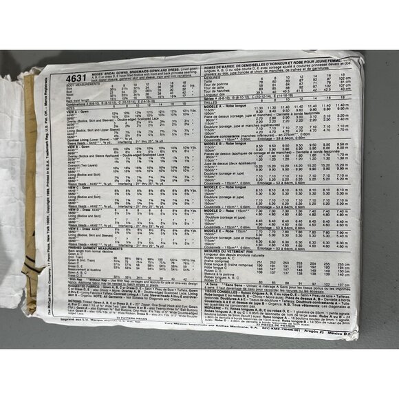 80s McCalls 4631 Sewing Pattern Size 10-12-14 Bridal Bridesmaids Gown Dress CUT - Picture 4 of 6